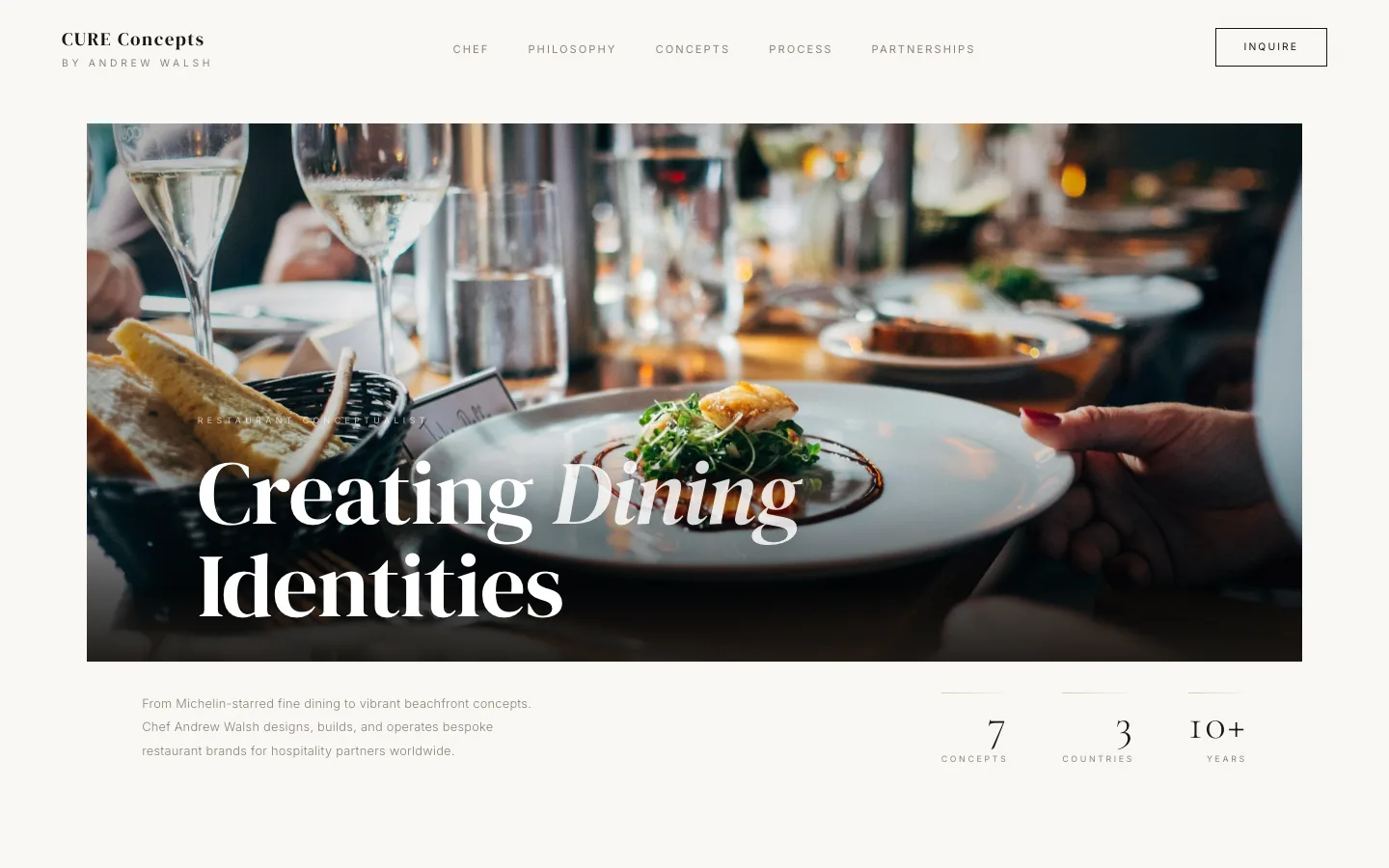Cure Concepts — restaurant conceptualist, Singapore